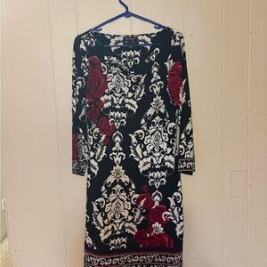 White House Black Market Black and Red Long Sleeve Dress